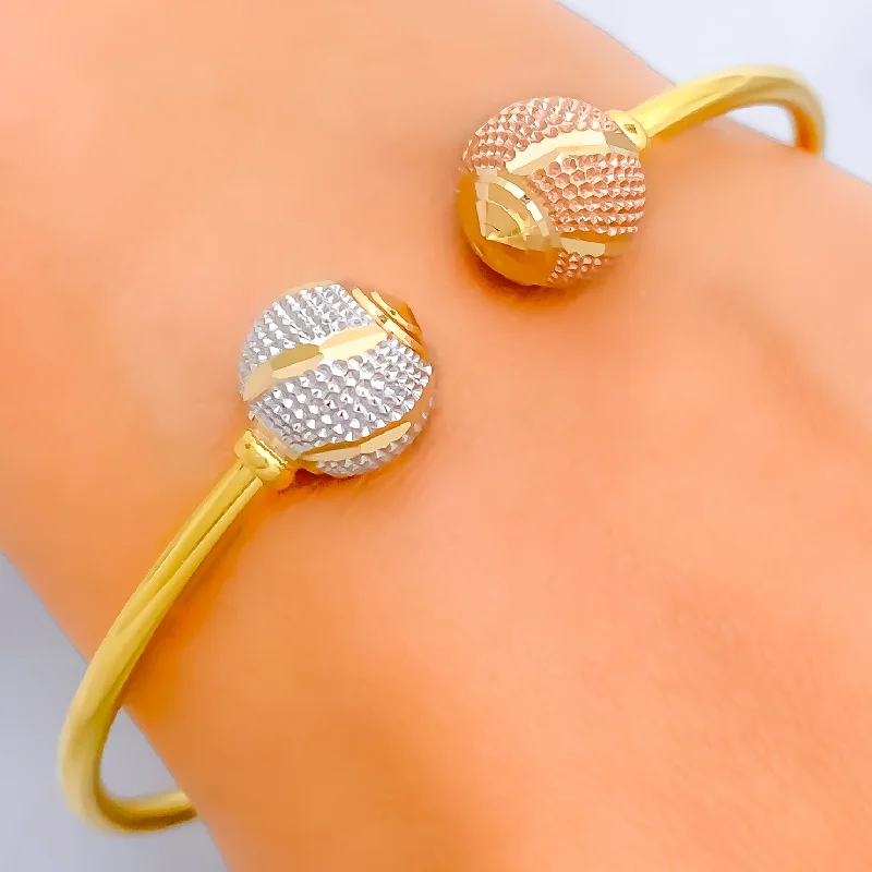 Women’s pearl bracelets-Delicate Open Orb 22k Gold Bangle Bracelet