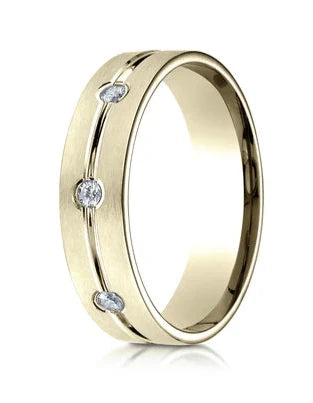 Women’s engagement rings with colored diamonds-Men's 14K Yellow Gold Wedding Ring with 8 Diamonds | 6mm